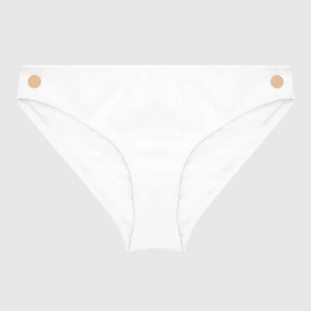 REISS Bikini Bottom Size 10 NEW White w/ Button Swim Bottoms Swimsuit Bailey